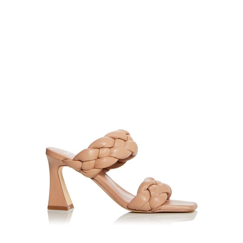 MARC FISHER Womens Beige Hammy Toe Flare Slip On Leather Heeled Sandal 6.5 M - Picture 3 of 4